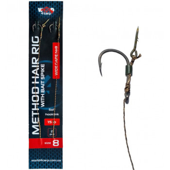 Готовый поводок W4C волос с иглой METHOD hair rig with bait spike, крючок WIDE GAPE № 10