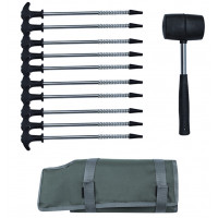 Колья для палатки + Молоток World4Carp Tent Peg Set + Hammer, 21,5 см. набор 10 шт