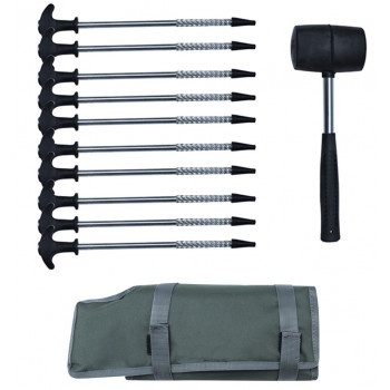 Колья для палатки + Молоток World4Carp Tent Peg Set + Hammer, 21,5 см. набор 10 шт
