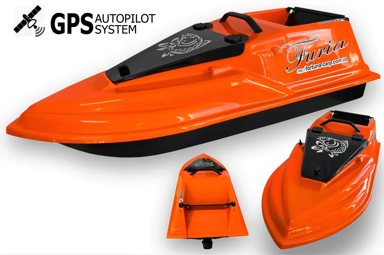 Кораблик для рыбалки Фурия Шторм с GPS автопилот (V3_9+1) Оранжевый